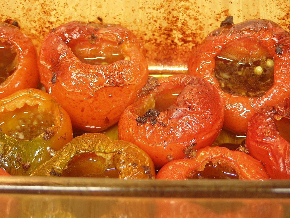 Roasted Hot Red Cherry Peppers with Balsamic Vinegar