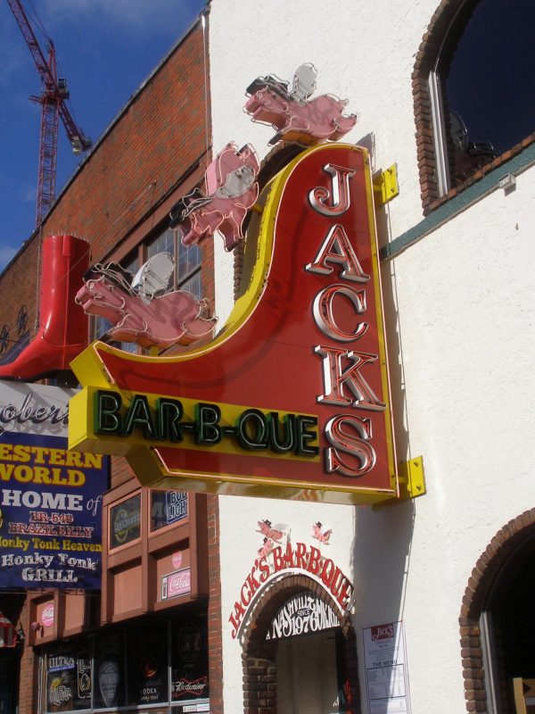 Jack's BBQ sign on Honky Tonk Highway in Nashville